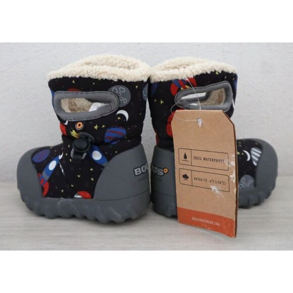 Bogs 72276I-009 Baby Boys Sz 4 Black Multi B-Moc Space Snow Boots - Picture 10 of 11